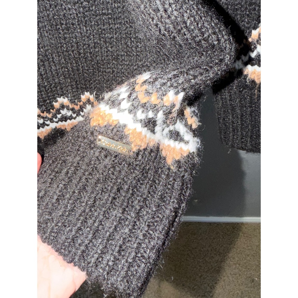 NEW Calvin‎ Klein Faire Isle Raglan Sweater Womens L Holiday Cozy Warm Grandma - Picture 7 of 10